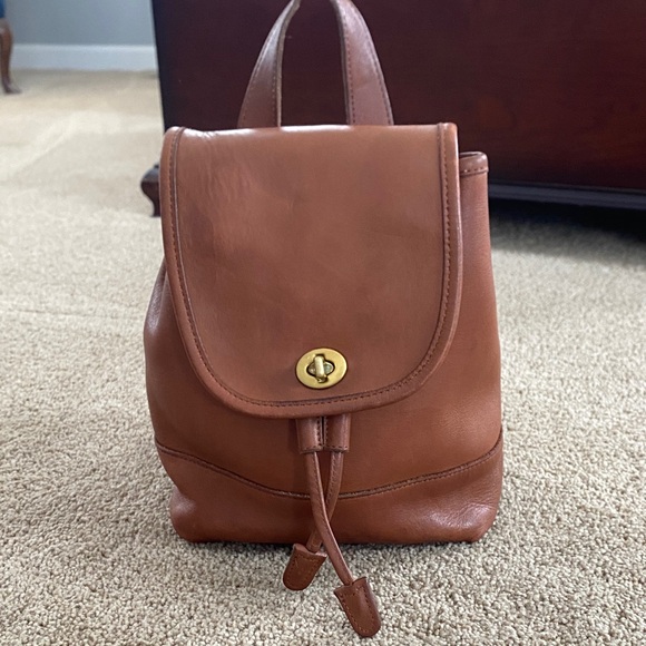 Coach Tan Leather Backpack - Picture 1 of 7